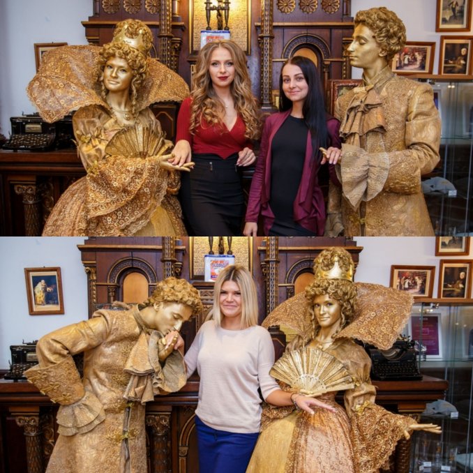 Живые статуи Золотая Бальная Пара