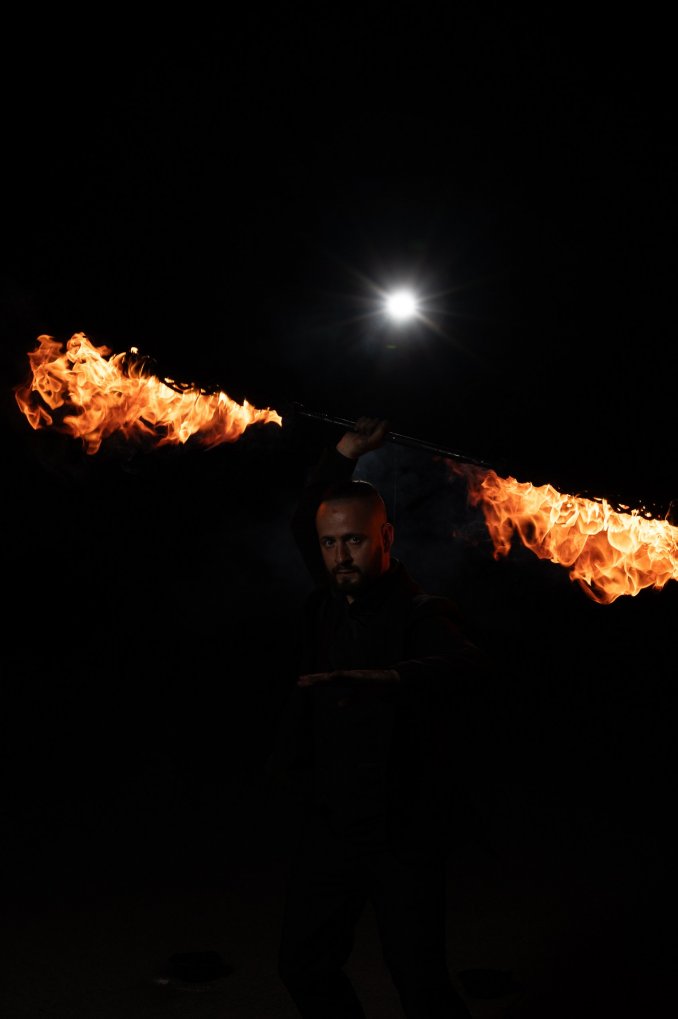 A fire show from the Finalist of the "Minute of Glory" project on Channel One